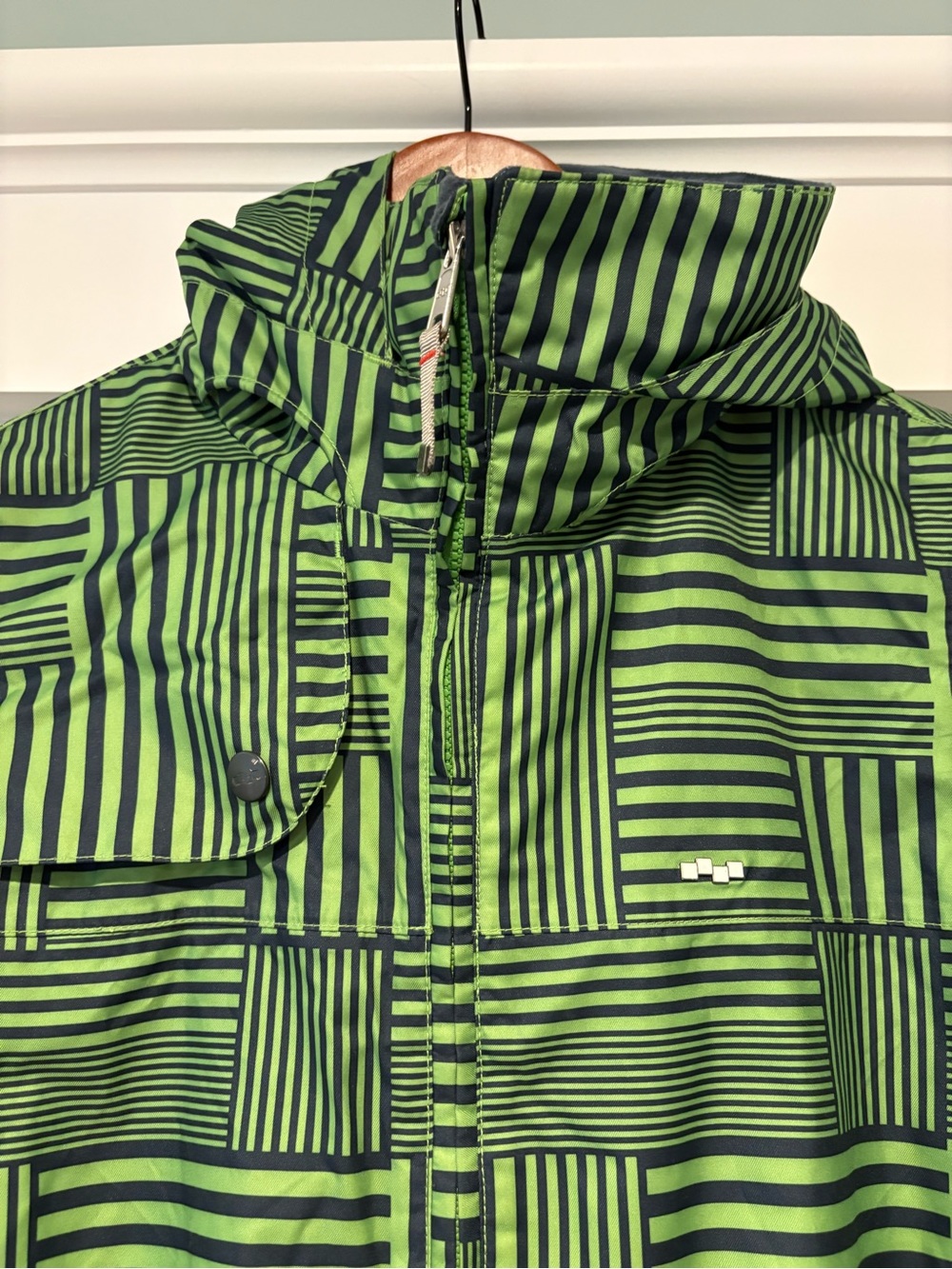 Women’s Green and Navy Insulated Ski Jacket with Hood - Foursquare